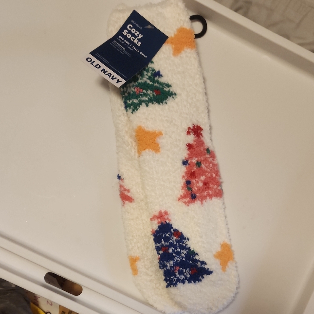 Old Navy Festive Tree Cozy Socks with Colorful Patterns